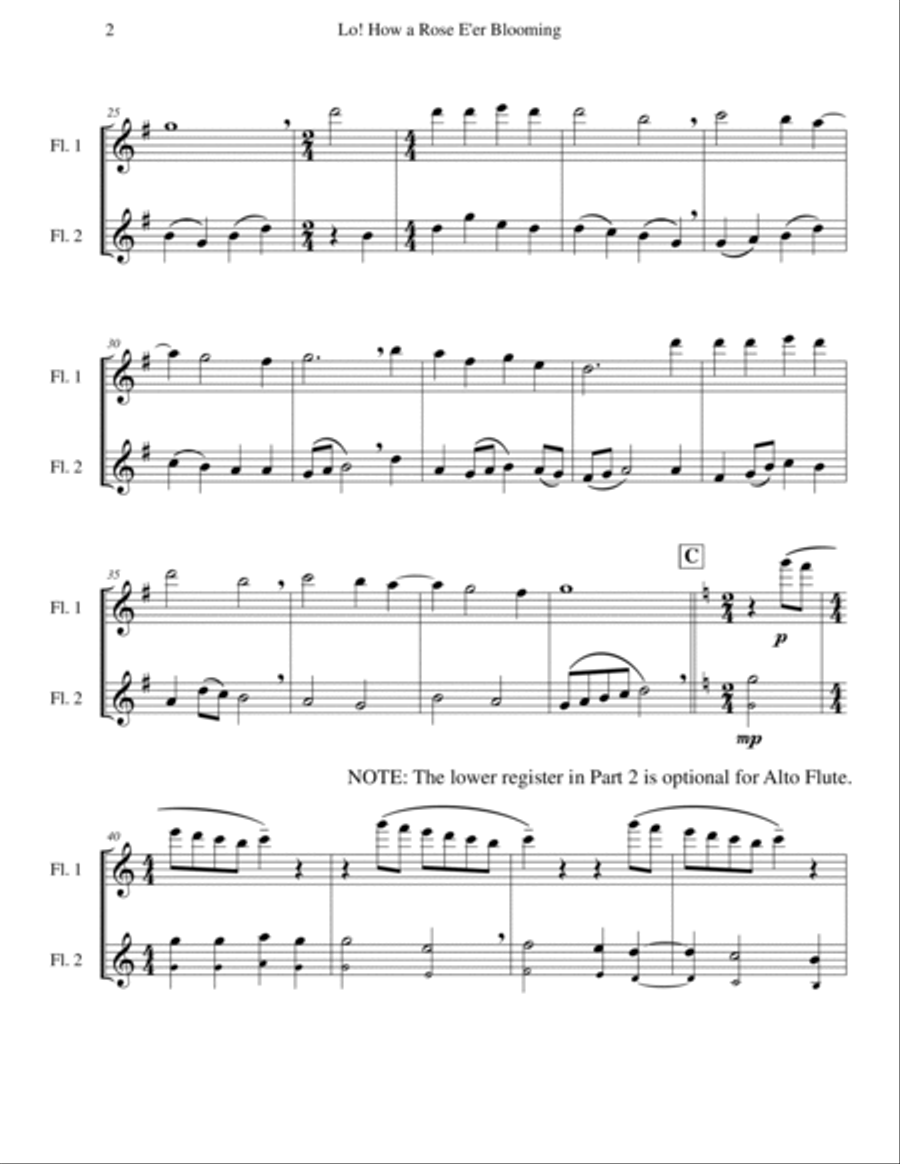 Lo! How a Rose E'er Blooming (Flute Duet) Flute Duet scores gallery preview page 2