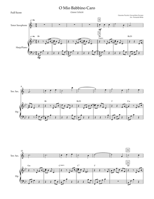 Book cover for O Mio Babbino Caro (Puccini) for Tenor Saxophone & Piano with Chords