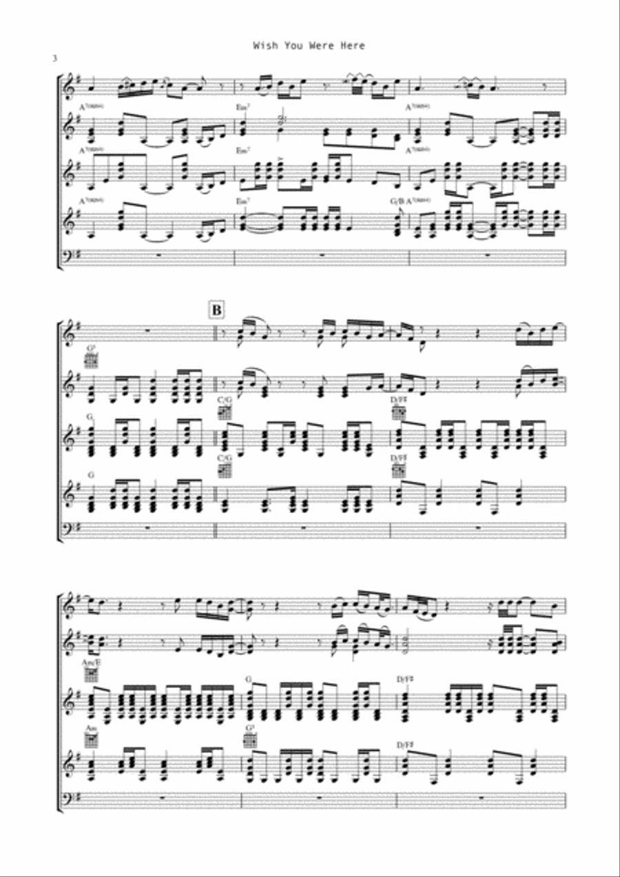 Wish You Were Here Guitar Ensemble scores gallery preview page 4