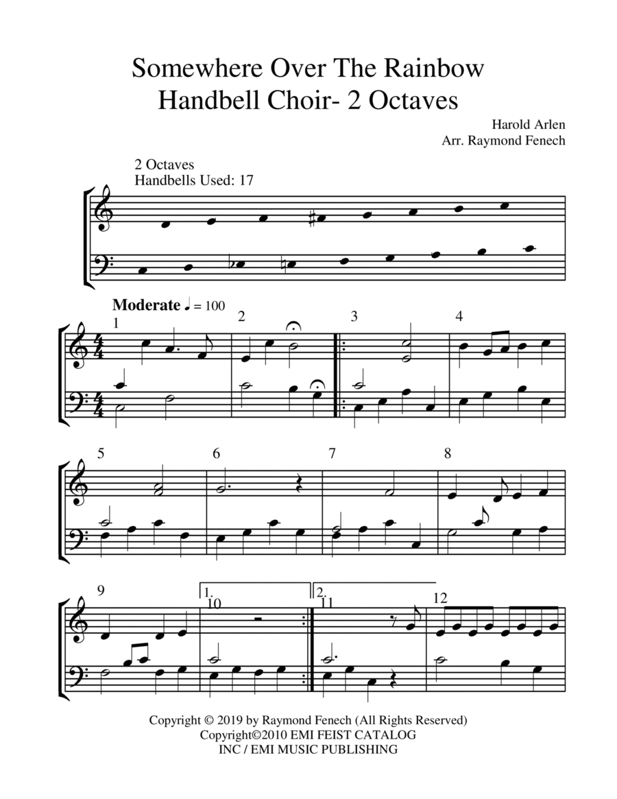 Over The Rainbow Handbell Choir scores gallery preview page 1