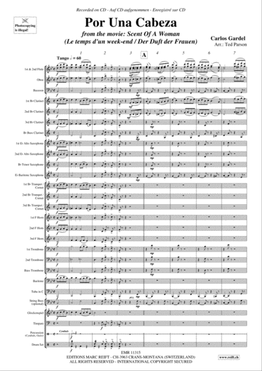 Por Una Cabeza Concert Band scores gallery preview page 4