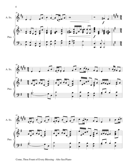 COME, THOU FOUNT OF EVERY BLESSING (Alto Sax/Piano and Sax Part) image number null