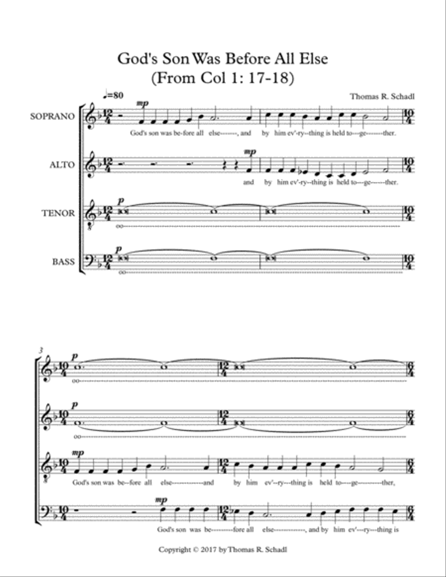 God's Son Was Before All Else 4-Part scores gallery preview page 1