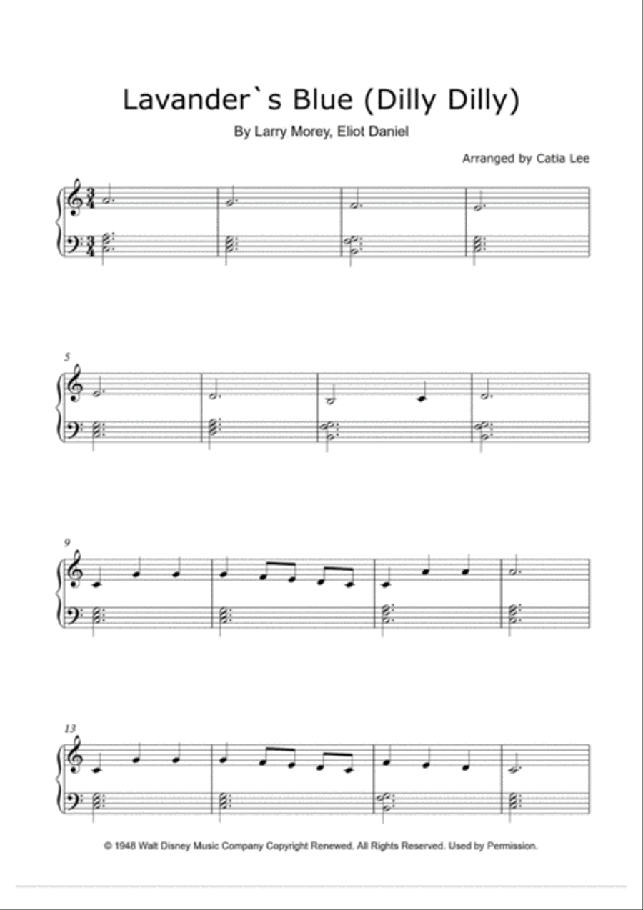 Lavender Blue (dilly Dilly) Easy Piano scores gallery preview page 2