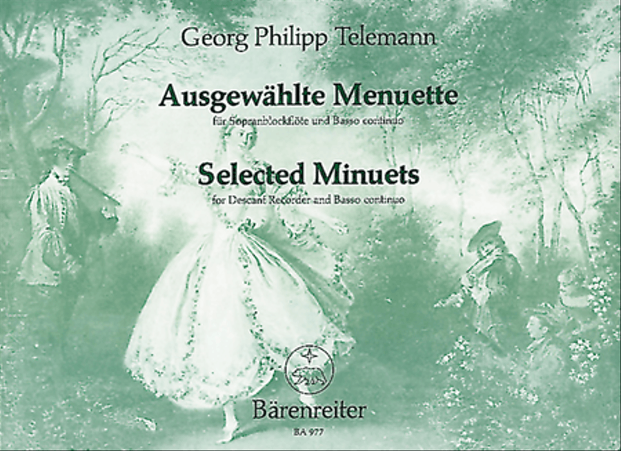 Ausgewahlte Menuette for Descant Recorder (Violine, Querflote, Viola da gamba) und Basso continuo TWV 34 Flute scores gallery preview page 1