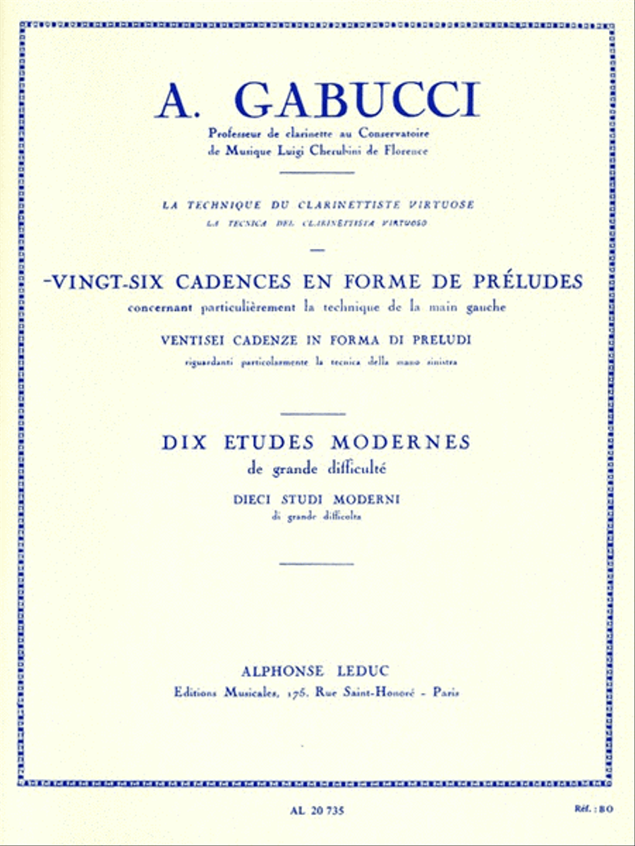 26 Cadences En Forme De Preludes (clarinet Solo) Clarinet Solo scores gallery preview page 1