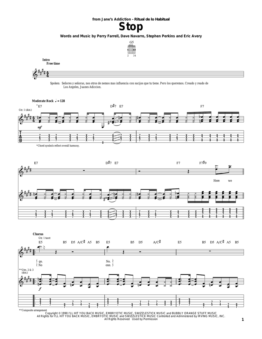 Stop Stop Electric Guitar scores gallery preview page 1