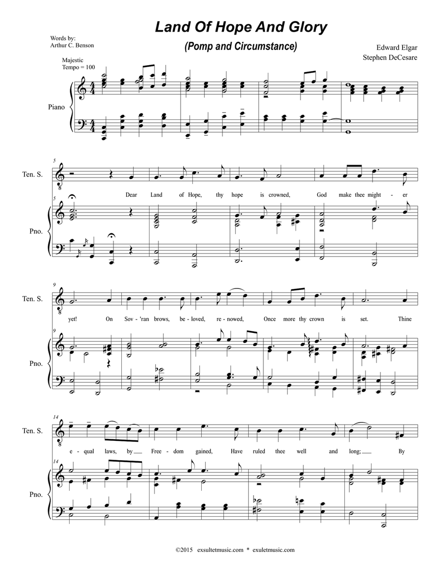 Land Of Hope And Glory (Solos and SATB) 4-Part scores gallery preview page 1