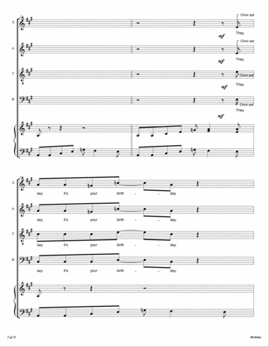 Birthday Birthday 4-Part scores gallery preview page 3