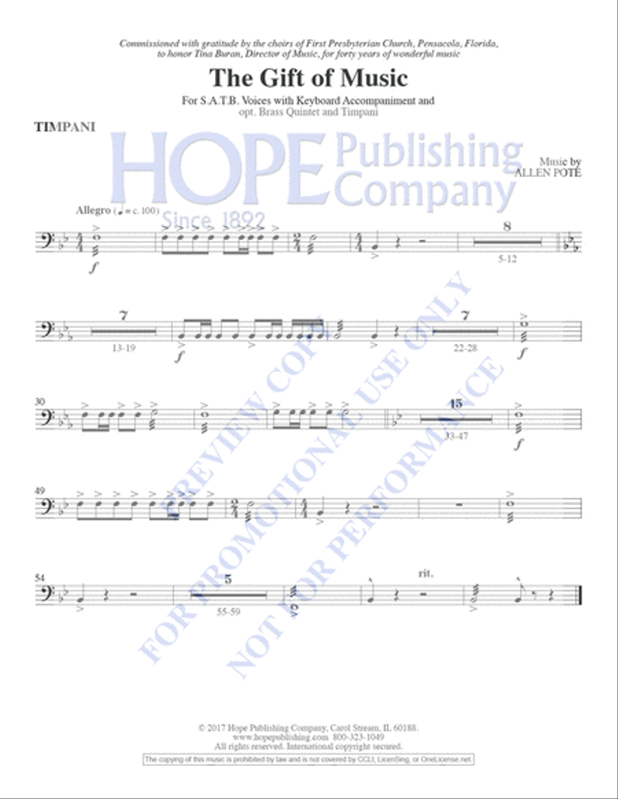 Gift of Music, The- Brass Parts: Conductor's Score: 2 B-flat Trumpets, 3 Trombon Choir scores gallery preview page 19