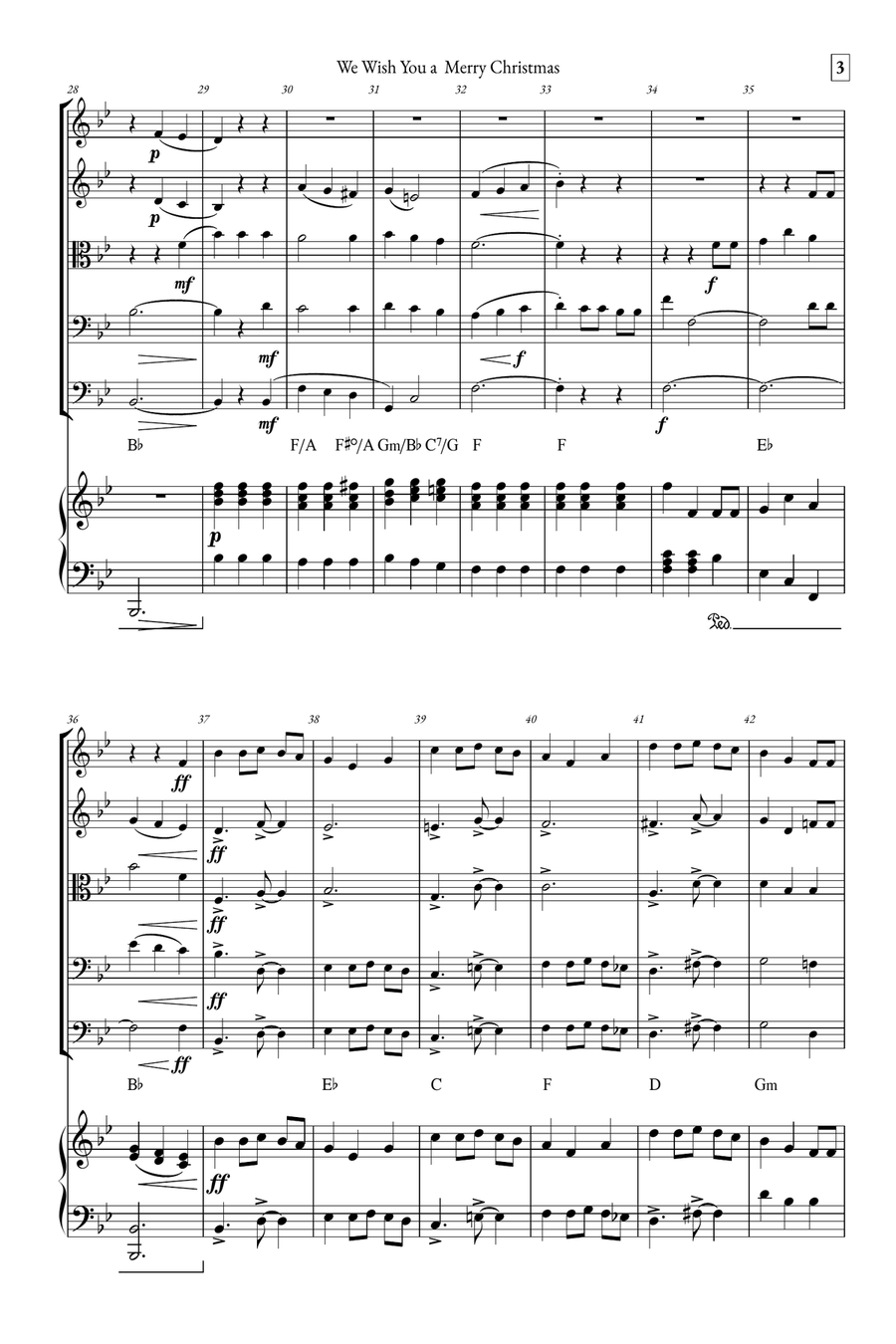 We Wish You a Merry Christmas String Quintet scores gallery preview page 3