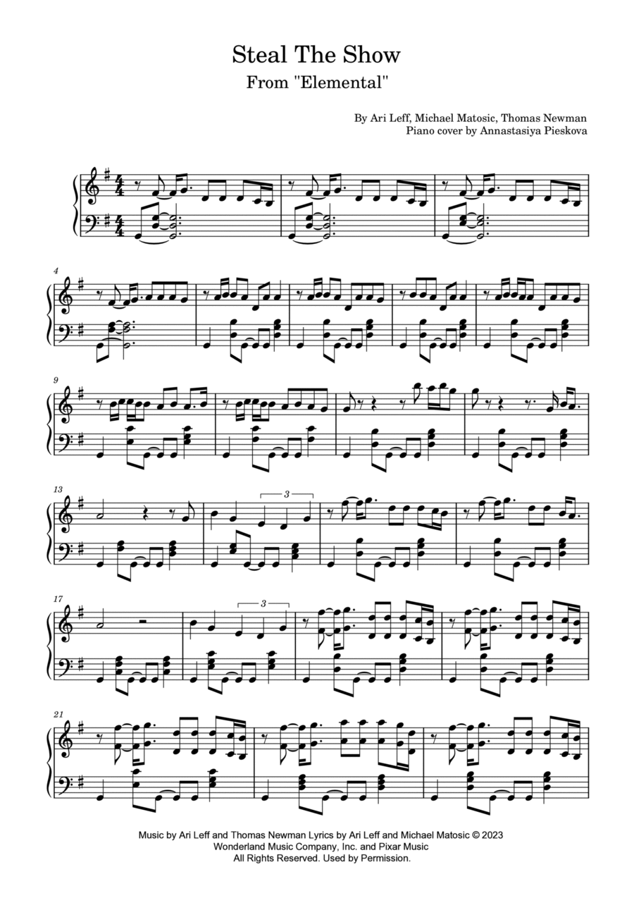 Steal The Show Piano Solo scores gallery preview page 1