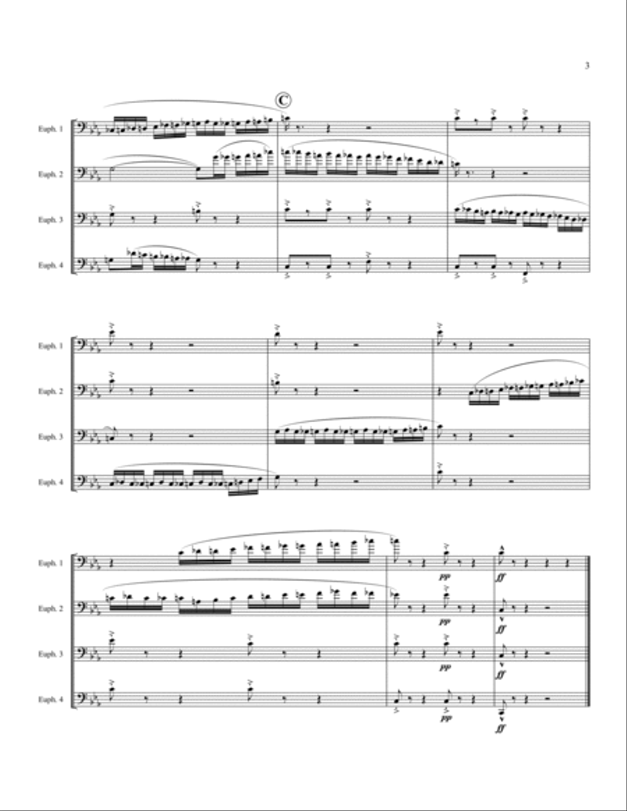 Flight of the Bumblebee Euphonium Quartet scores gallery preview page 3