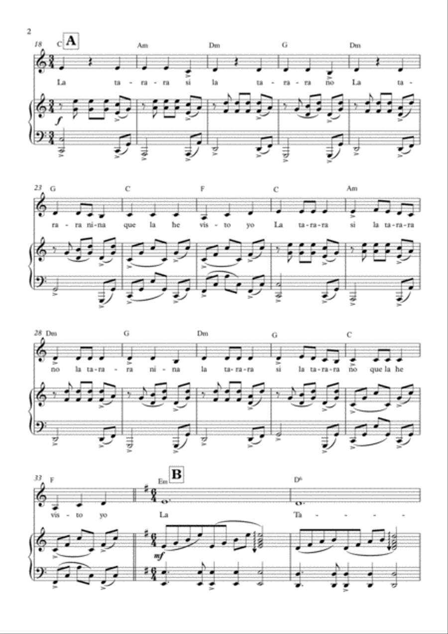 La Tarara (Tanguillo) Voice scores gallery preview page 2
