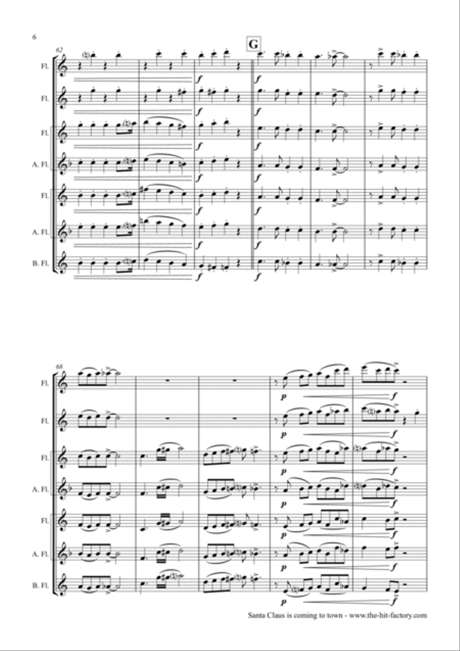 Santa Claus Is Comin' To Town Woodwind Ensemble scores gallery preview page 6