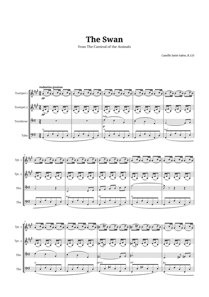 The Swan by Saint-Saëns for Brass Quartet with Chords image number null