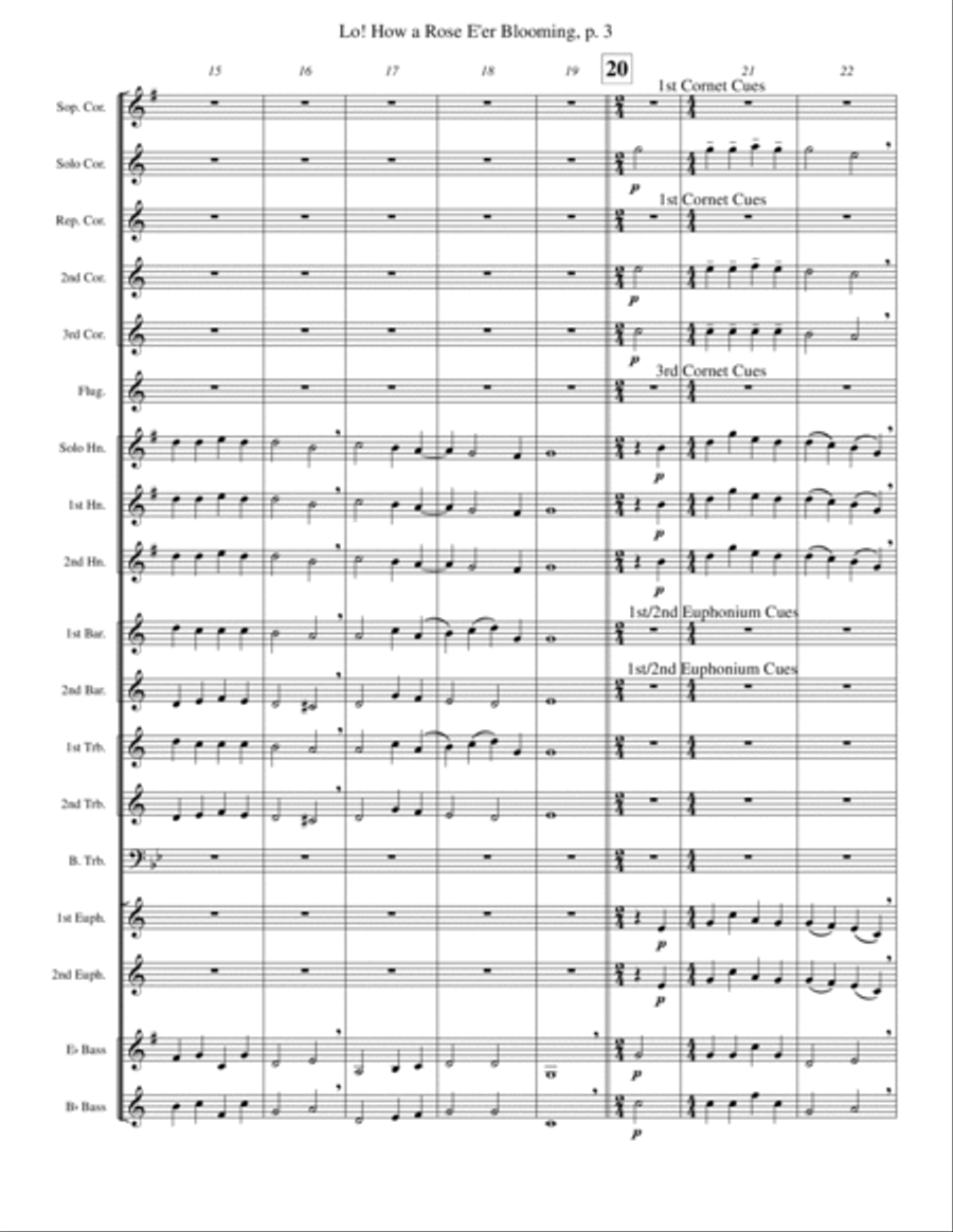 Lo! How a Rose E'er Blooming Brass Band scores gallery preview page 3
