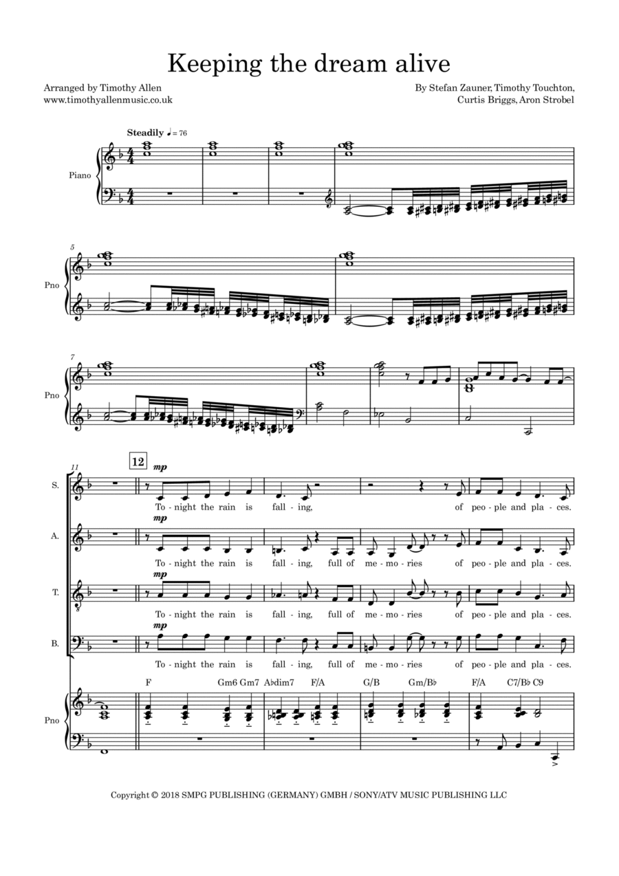 Keeping The Dream Alive Keeping The Dream Alive 4-Part scores gallery preview page 1