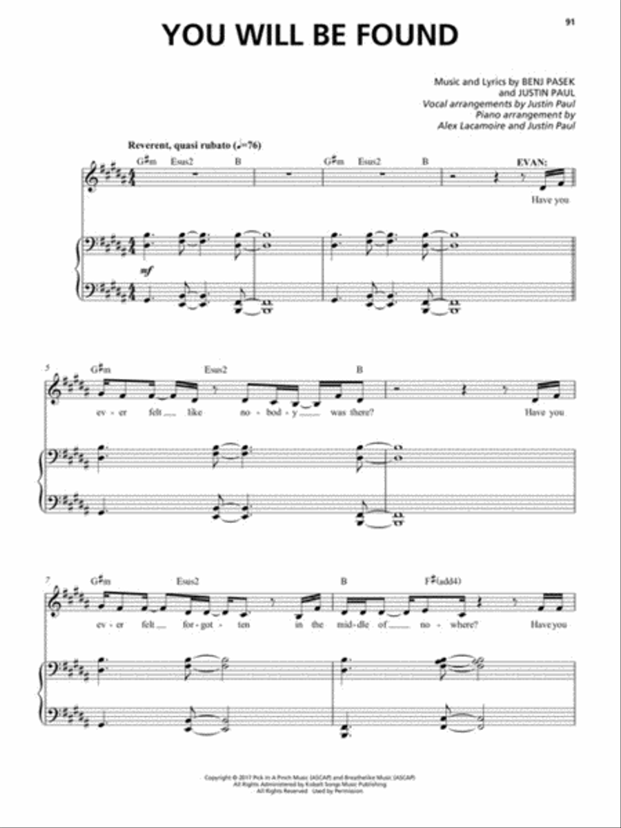 Dear Evan Hansen Dear Evan Hansen Voice scores gallery preview page 7