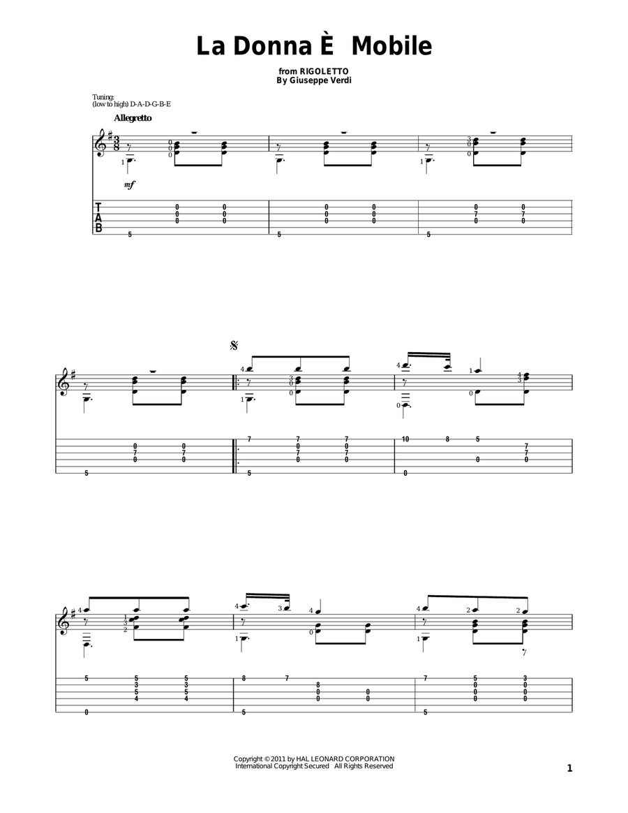 La Donna e Mobile La Donna e Mobile Acoustic Guitar scores gallery preview page 1