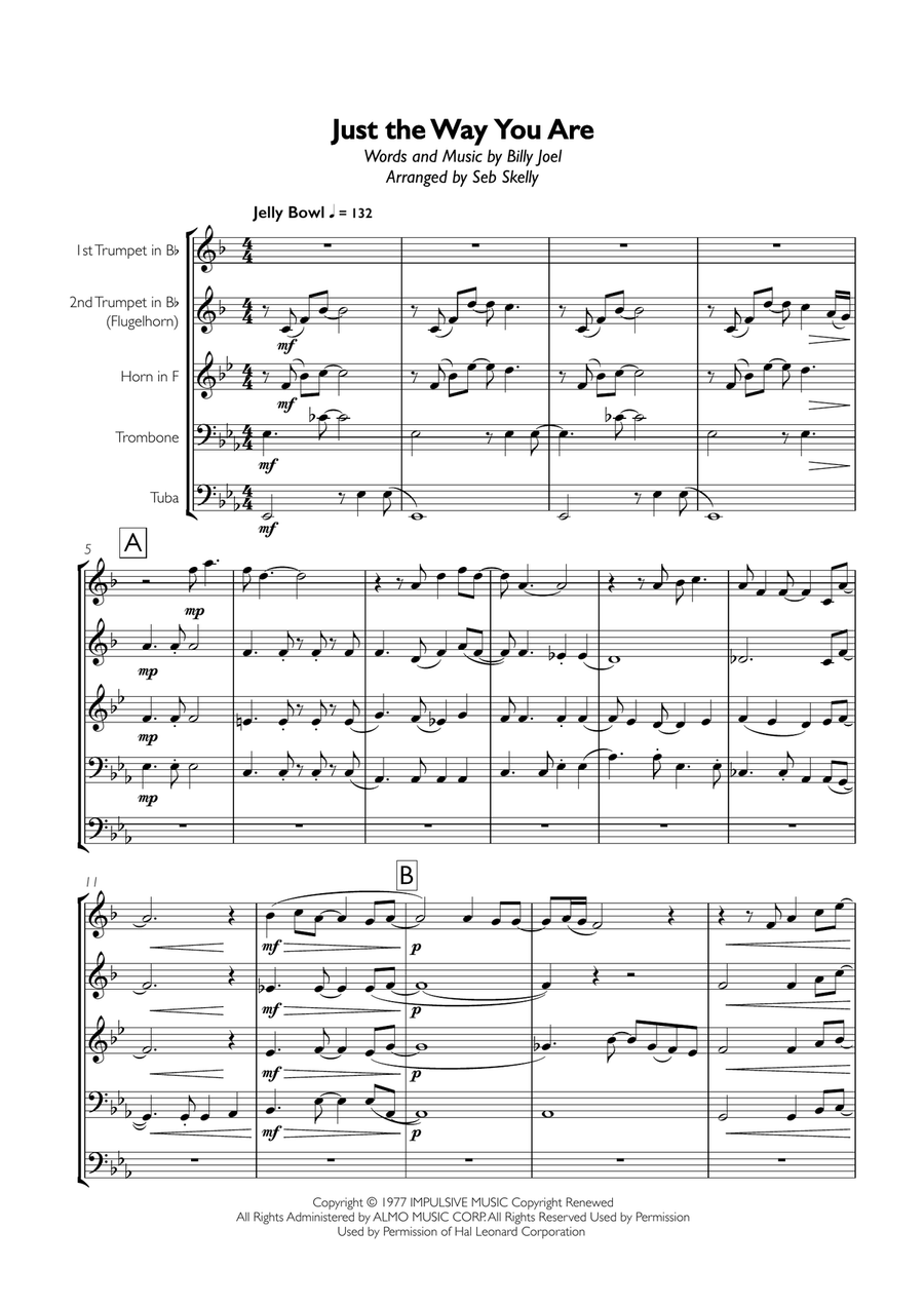 Just The Way You Are Brass Ensemble scores gallery preview page 1