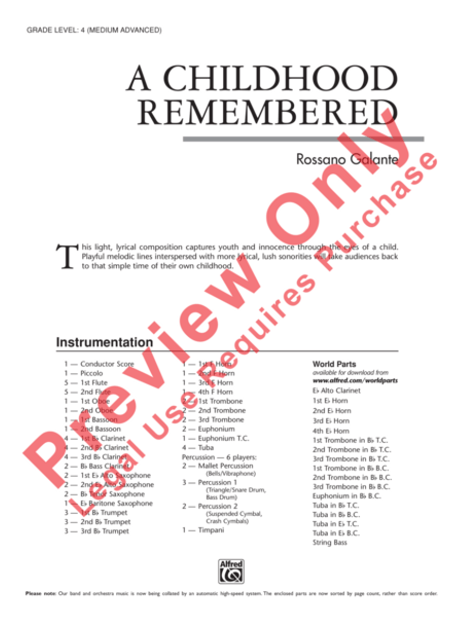 A Childhood Remembered Concert Band scores gallery preview page 2