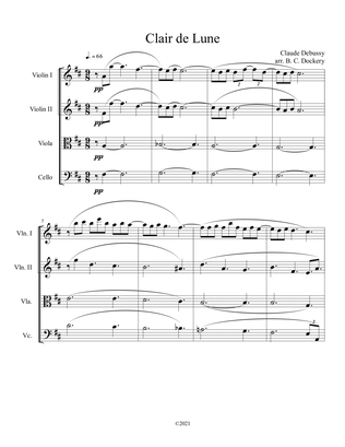 Book cover for Clair de Lune for String Quartet
