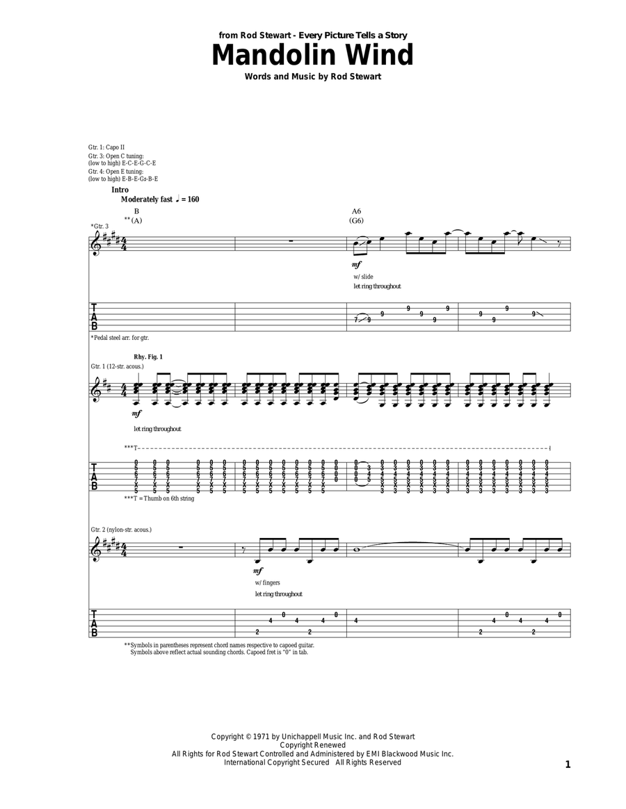 Mandolin Wind Acoustic Guitar scores gallery preview page 1