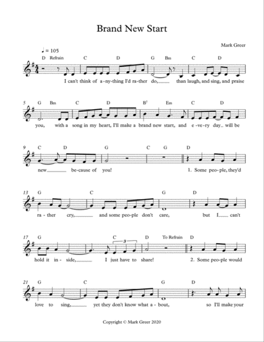 Brand New Start Guitar scores gallery preview page 1