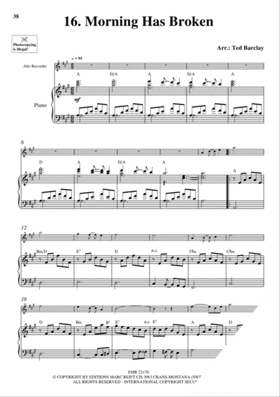 20 Greatest Slow Melodies Alto Recorder scores gallery preview page 18