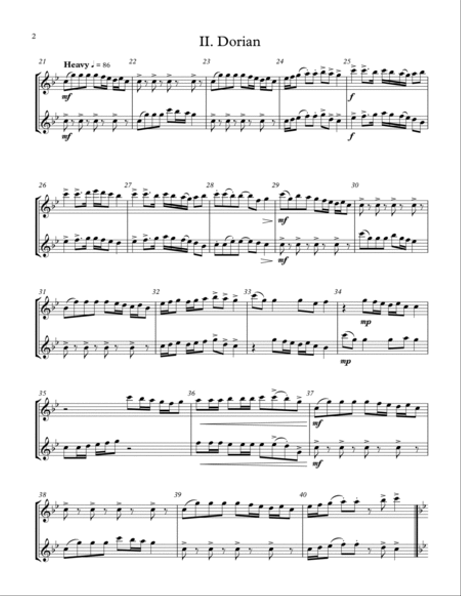 Seven Modes, Seven Duets - C Treble Transposition Small Ensemble scores gallery preview page 2