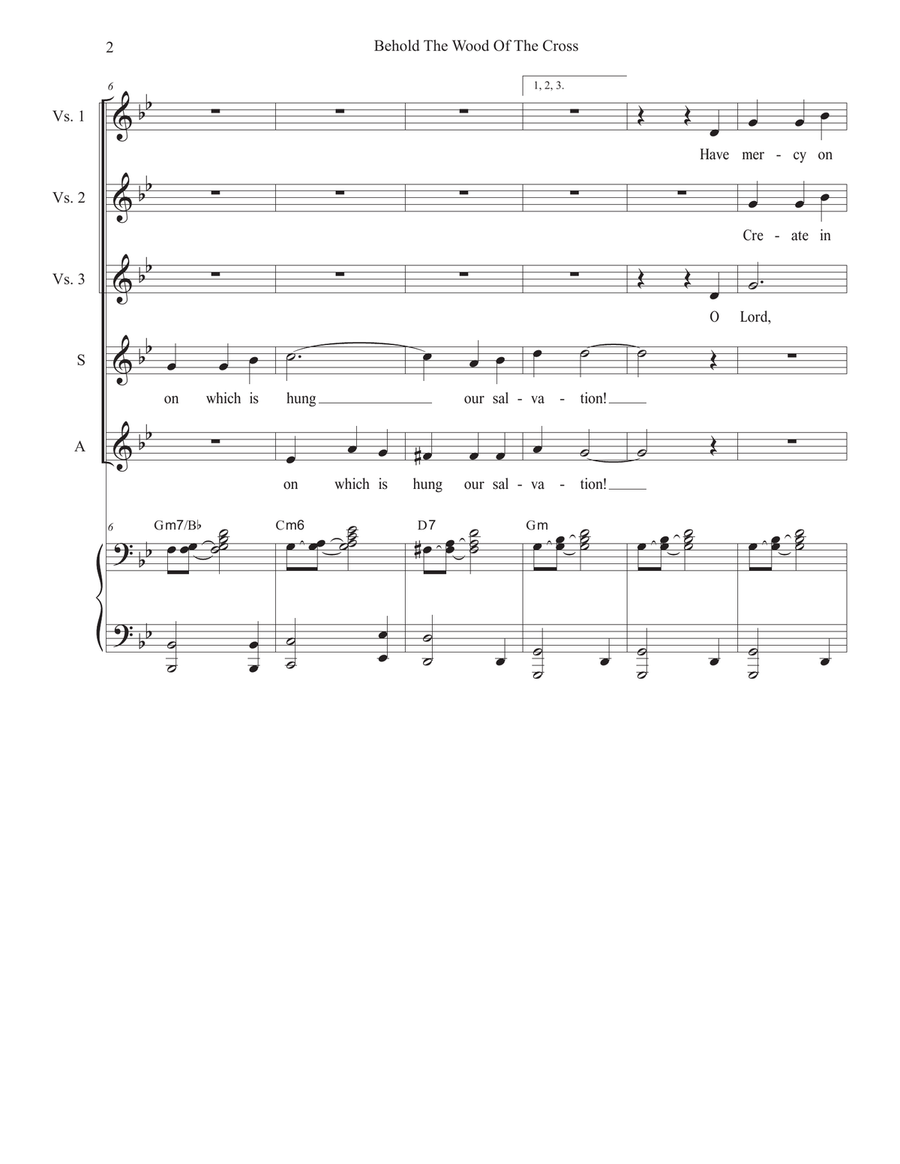 Behold The Wood Of The Cross (Duet for Soprano and Alto solo) Alto Voice scores gallery preview page 2