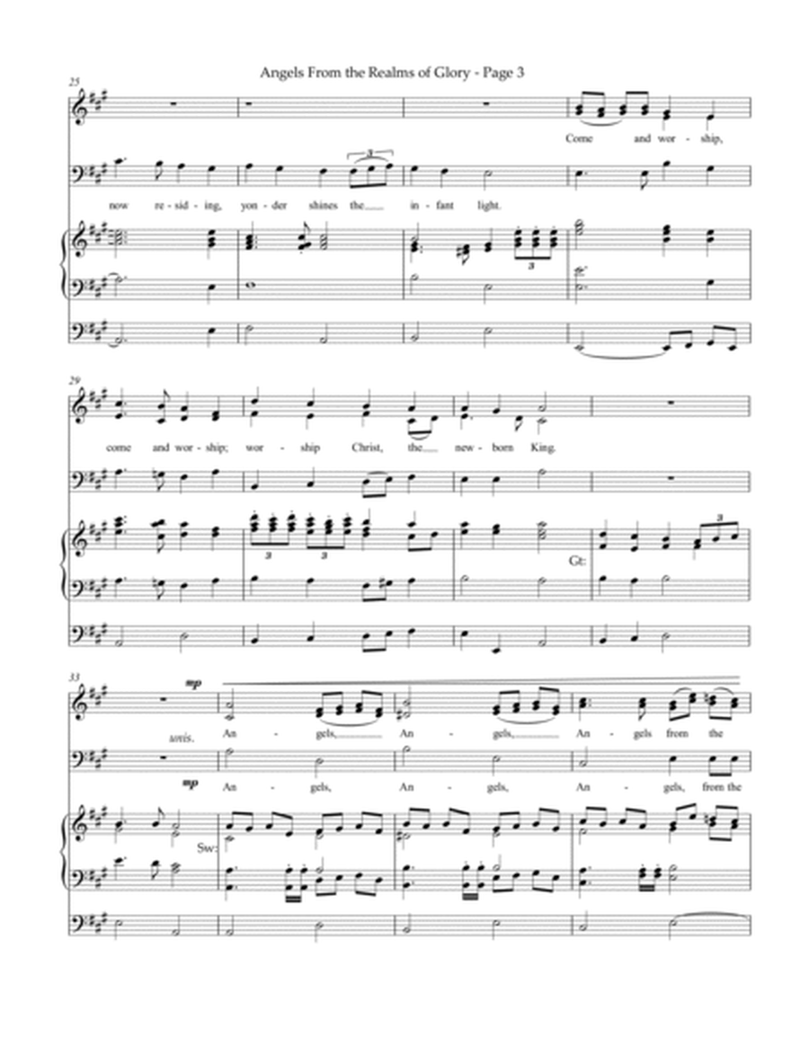 Angels From the Realms of Glory - for SATB with organ - Arranged by KATHLEEN HOLYOAK image number null