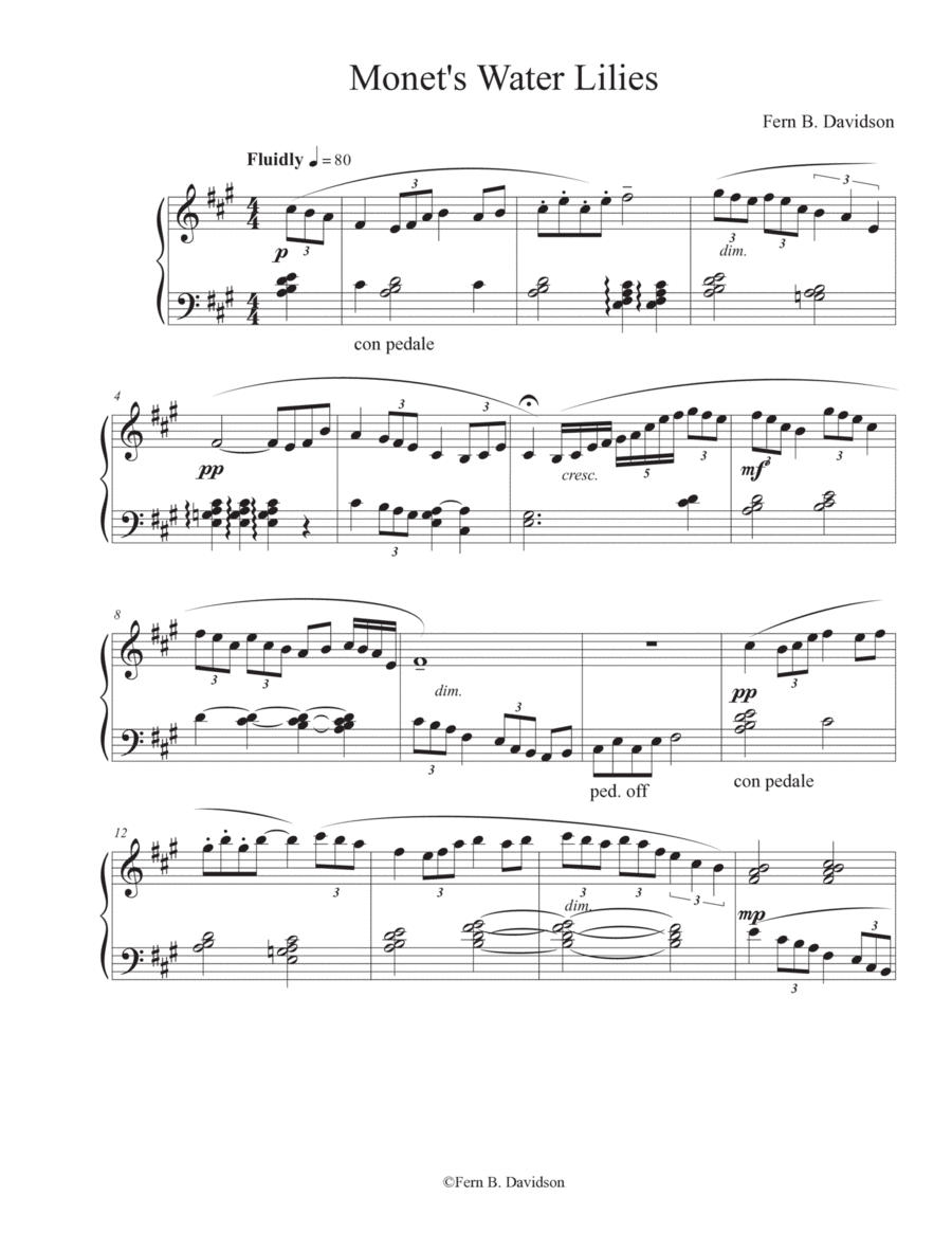 Monet's Water Lilies Piano Solo scores gallery preview page 1