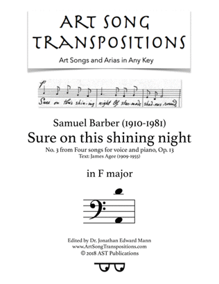 Book cover for Sure On This Shining Night, Op. 13, No. 13