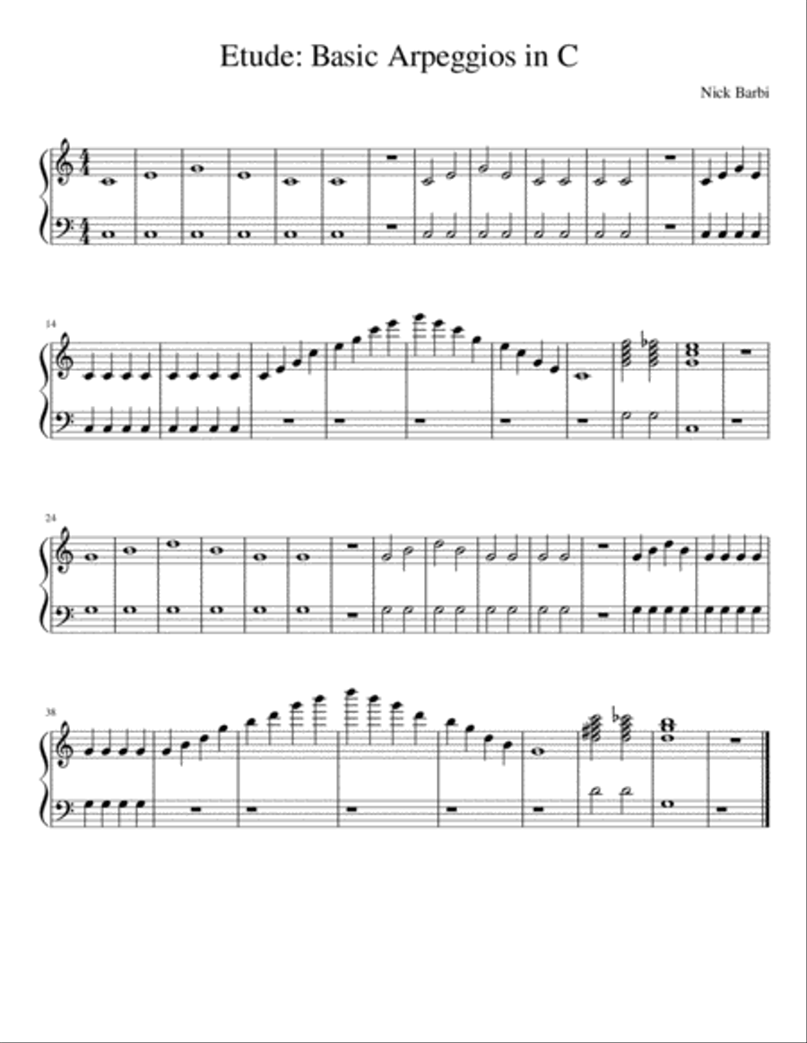 Etude - Basic Arpeggios in C Piano Method scores gallery preview page 1