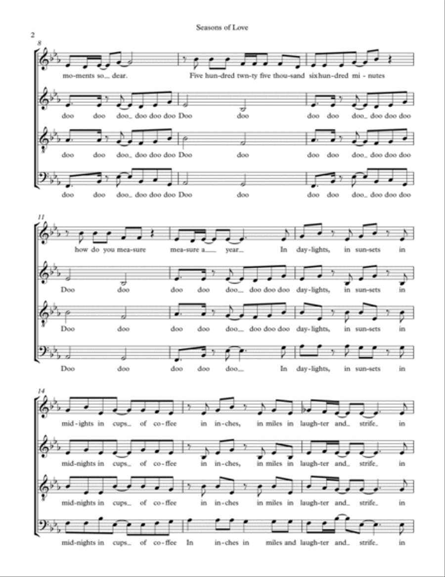 Seasons Of Love Seasons Of Love 4-Part scores gallery preview page 2