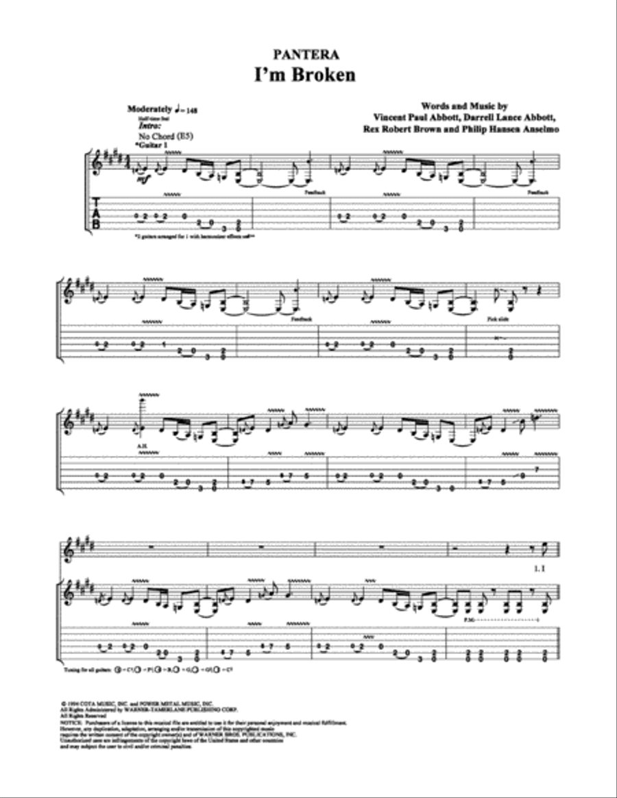 I'm Broken Electric Guitar scores gallery preview page 1