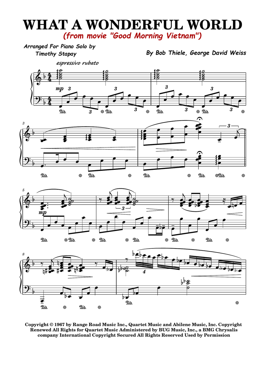 What A Wonderful World Piano Solo scores gallery preview page 1