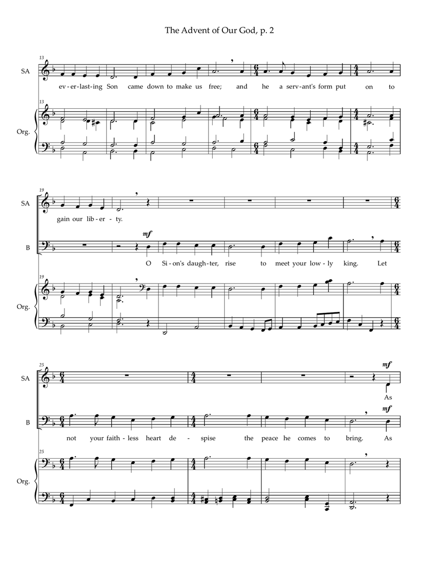 The Advent of Our God — SAB voices, organ 3-Part scores gallery preview page 3