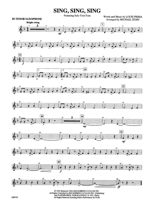 Sing, Sing, Sing (featuring Solo Tom-Tom): B-flat Tenor Saxophone