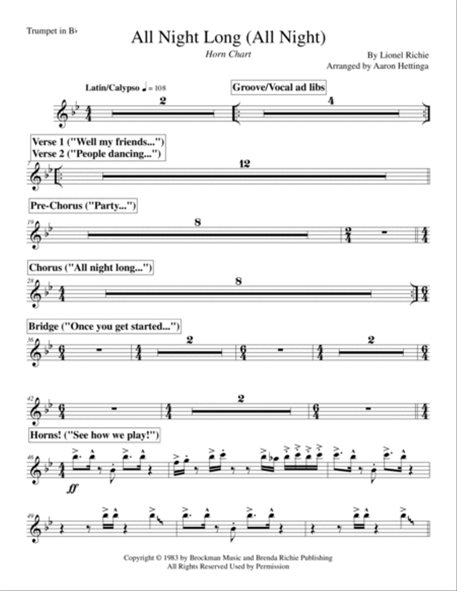 All Night Long (all Night) Small Ensemble scores gallery preview page 3