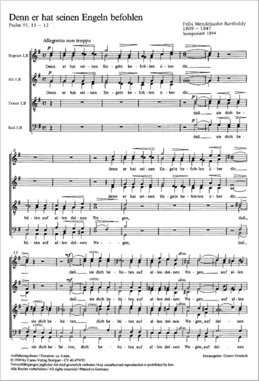 Denn er hat seinen Engeln befohlen SSAATTBB scores gallery preview page 6