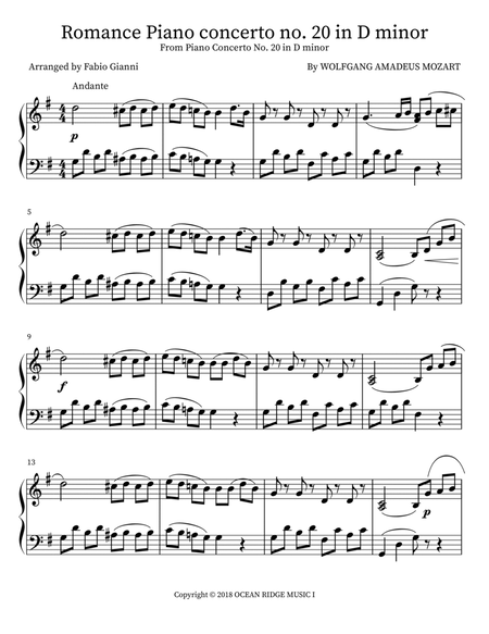 Romance Piano concerto no. 20 in D minor
