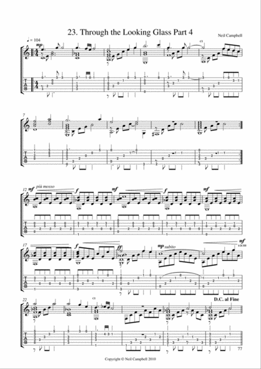 Through the Looking Glass 4 Classical Guitar scores gallery preview page 1