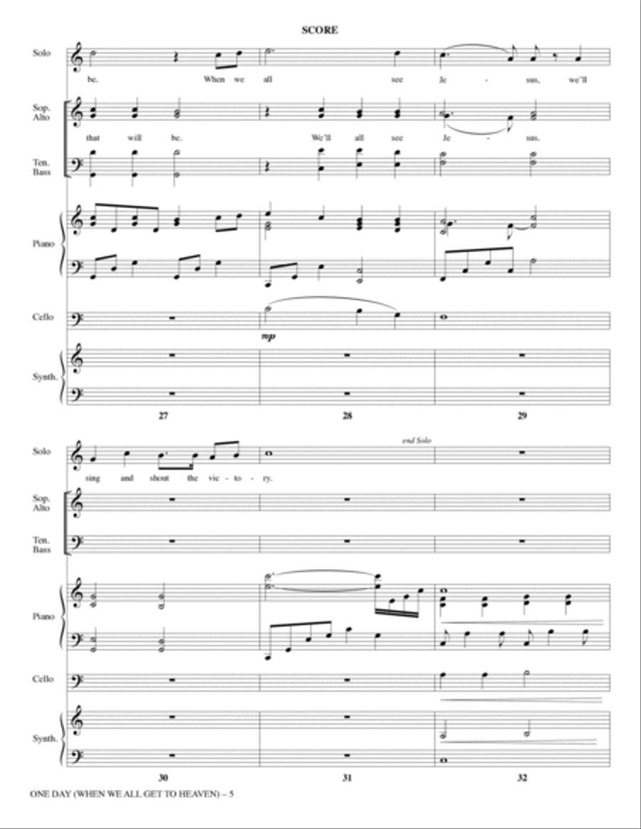 One Day (When We All Get to Heaven) (Arr. Heather Sorenson) - Full Score Choir scores gallery preview page 5