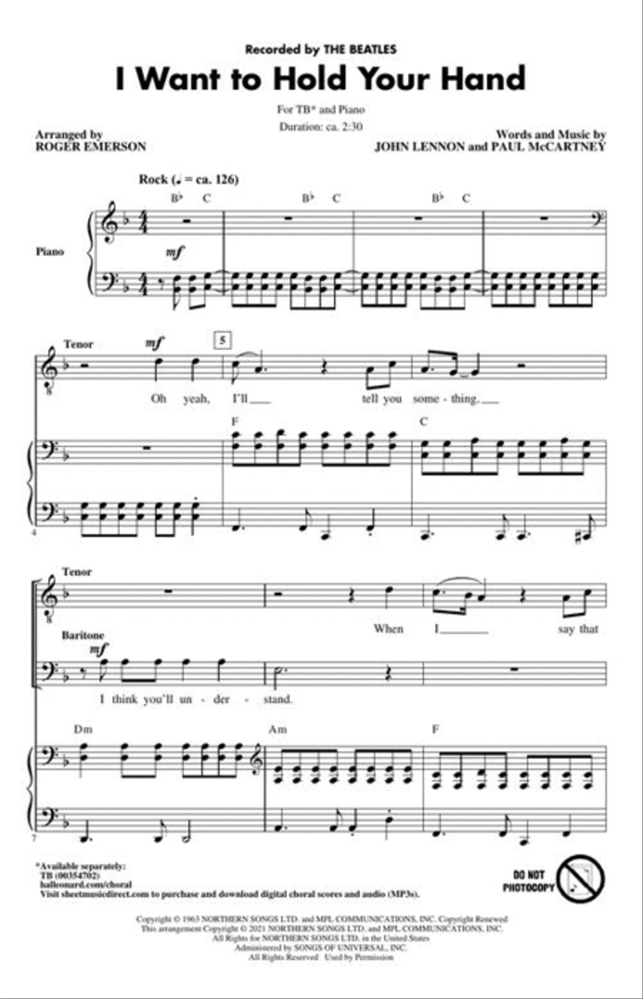 I Want to Hold Your Hand TB scores gallery preview page 4