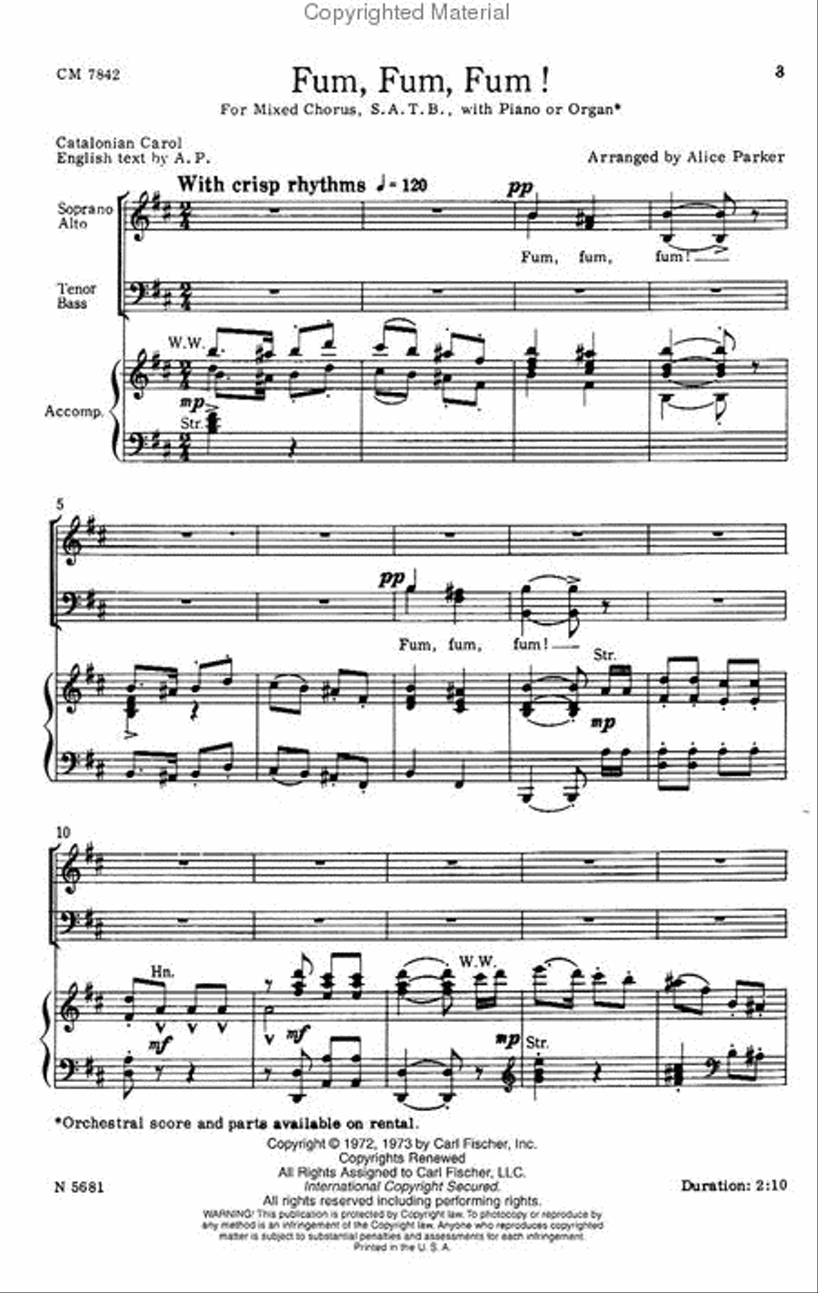 Fum, Fum, Fum ! 4-Part scores gallery preview page 2