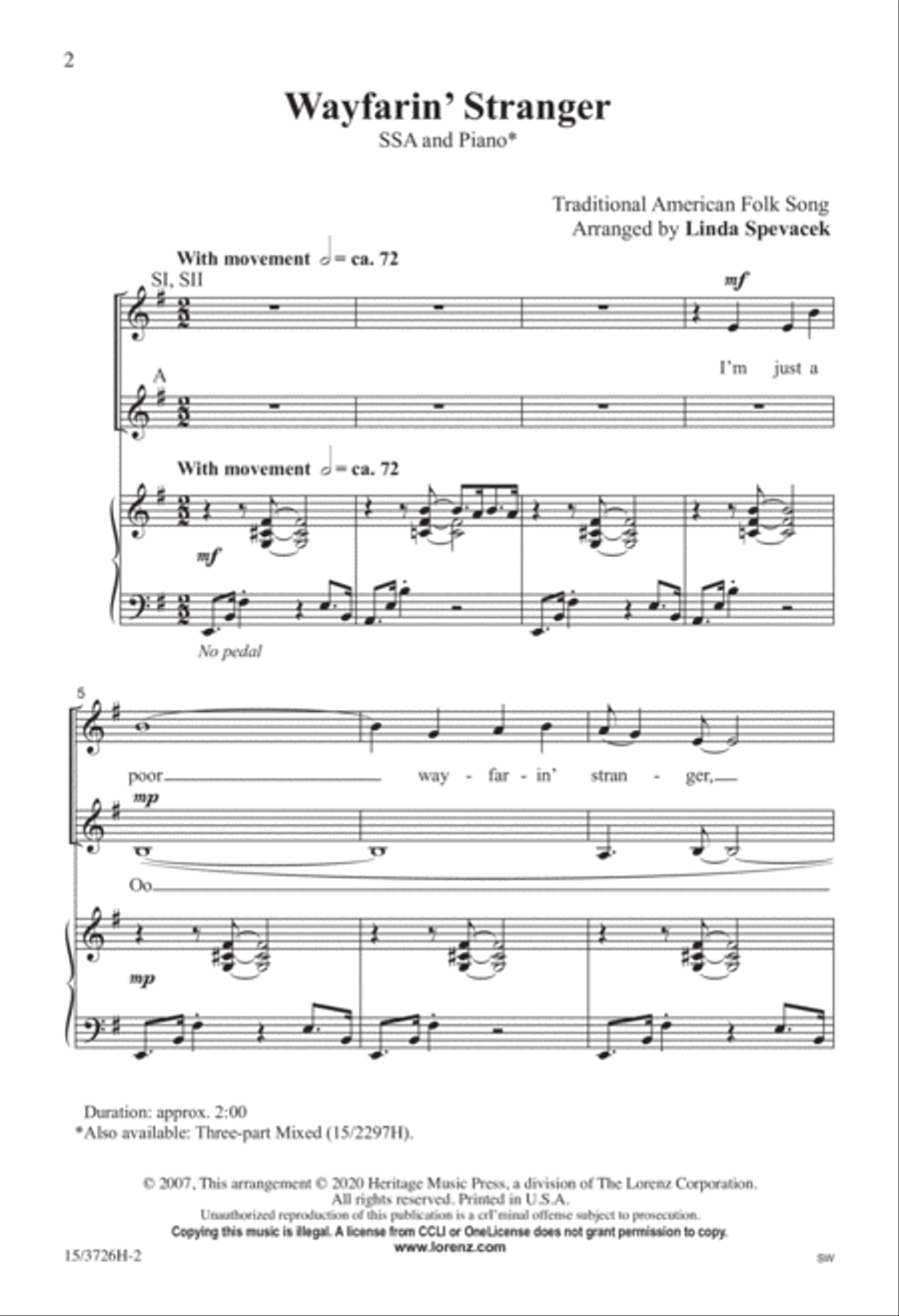 Wayfarin' Stranger SSA scores gallery preview page 2