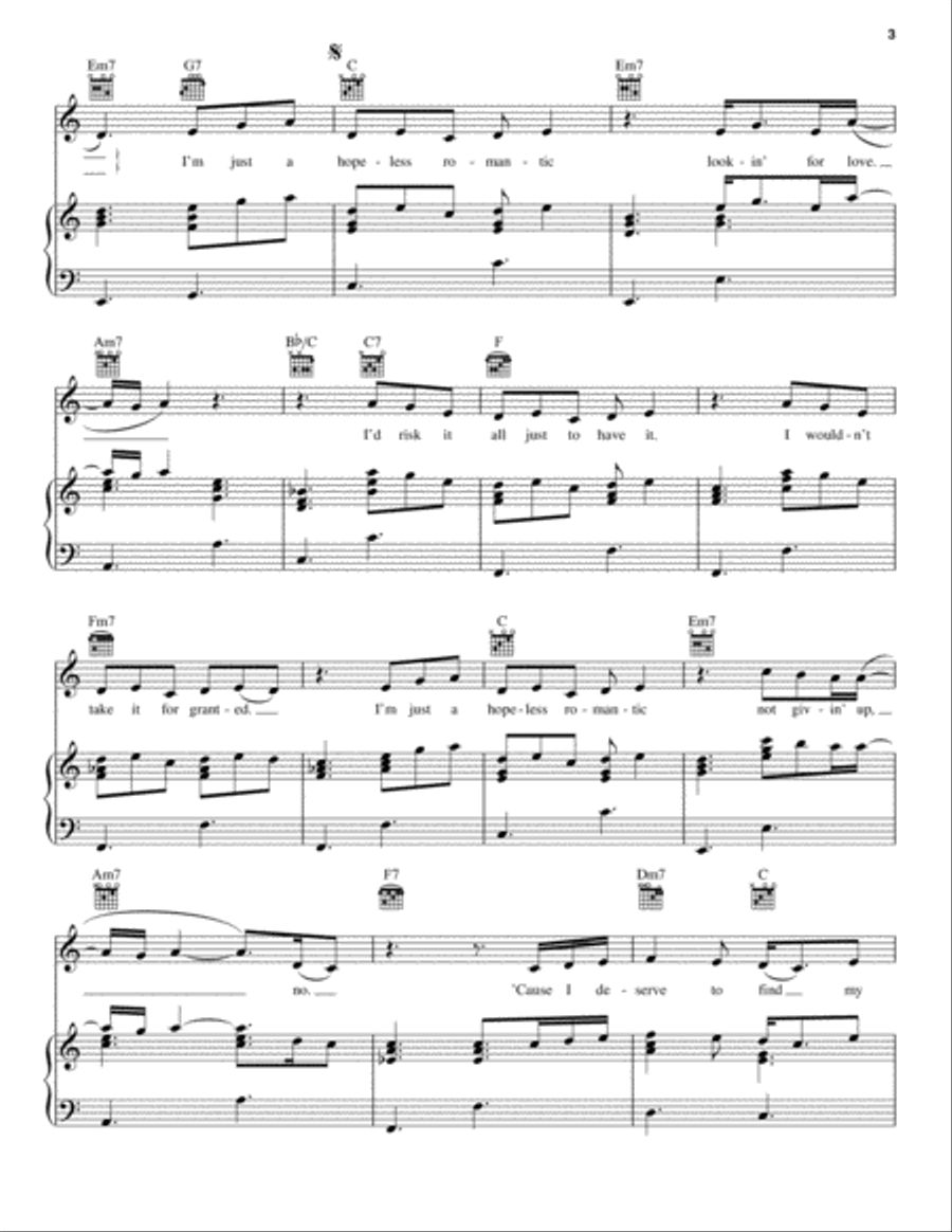 Hopeless Romantic Piano, Vocal, Guitar scores gallery preview page 3